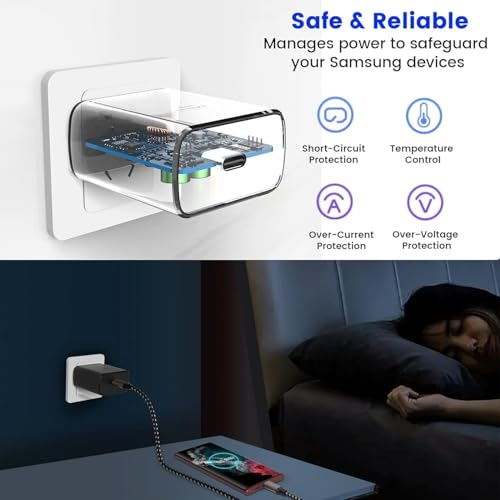 Image of Original 25W USB-C Power Adapter & Cable Compatible with Samsung Galaxy M55 /M54 /M33 & More Fast Charging Set Compact & Durable Black -New Model