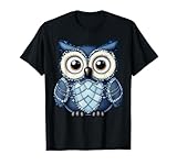 Hibou mignon hommes femmes motif hibou denim patchwork art T Shirt