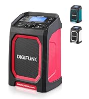 DigiFunk Work Site Radio | USB Rechargeable | DAB+, DAB, FM, Bluetooth, AUX Input | IP65 Waterproof Rugged Durable Design | Perfect for Builders, Outdoors, Warehouse, Garage, DIYer, Shed | Red