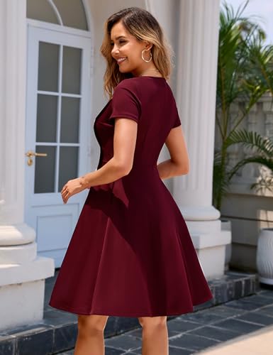Image of Aupuls Vintage Cocktail Dress with Pockets 1950s Dresses for Women Elegant for Church Tea Party