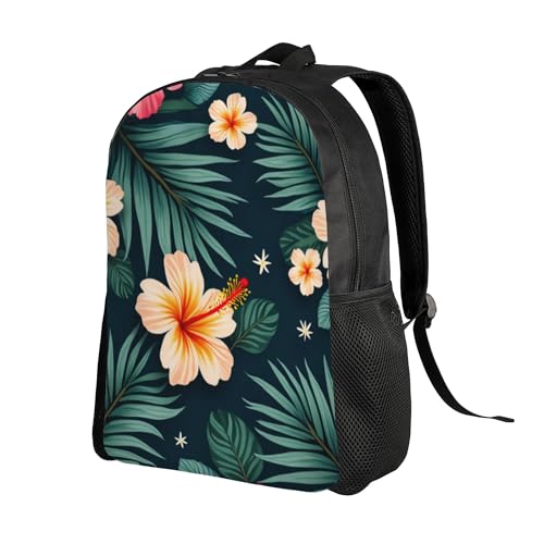 Backpack 16 Inch Large Capacity Tropical Hibiscus And Palm Leaves Backpack Casual For Travel And Camp2