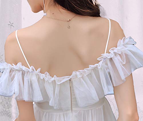 [SUNNYSTEP] セクシー ベビードール 大きいサイズ XS〜6Lサイズ クリスマス 仮装 シースルー ロリータ ホワイト ブラック 白 黒 チョーカー付き かわいい オフショルダー 姫系 レース ゴスロリ 病み可愛い プリンセス コスプレ 衣装 - 画像6