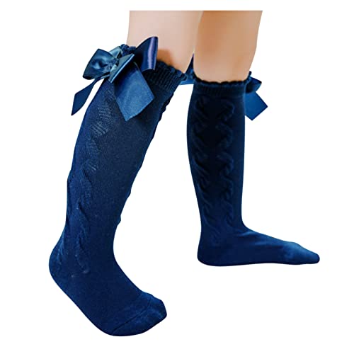 Baby Girls Knee High Socks Infants Toddlers Bow Knit Socks Cotton Tube Ruffled Girls Tube Uniform Long Stockings p2583