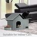 Cat Houses for Outdoor Cats-Large Weatherproof Cat Bed for Indoor Cats,Collapsible Warm Feral Cat Shelter with Removable Soft Mat and Bowl for Winter (Gray, Large)