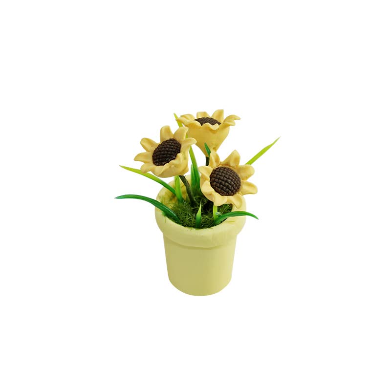 Pots de tournesol miniatures 1/12 pour déco de maison de poupée