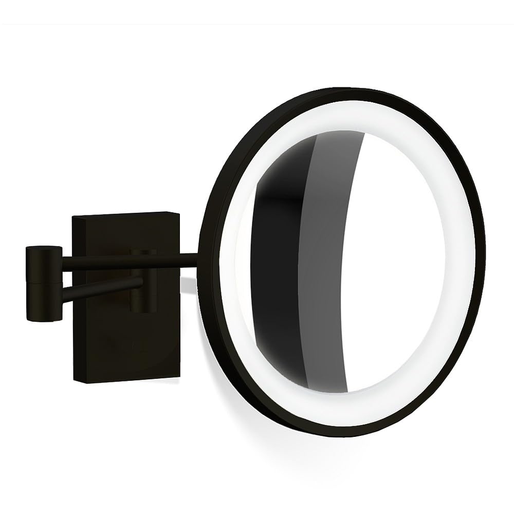 Decor Walther BS 40 - Espejo cosmético de pared (LED, 3 aumentos), color negro mate