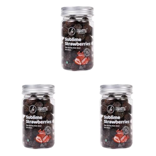 Image of Flyberry Gourmet Dried Strawberries, 100g | Sugar Free | Infused with Organic Apple juice (Pack of 3)