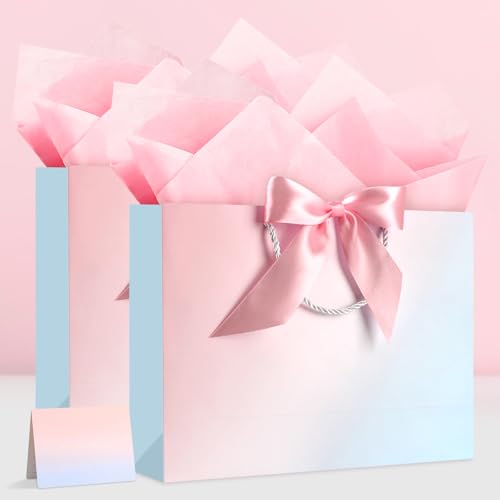 Image of JMANNI Mothers Day Gift Bags, Gift Bags with Ribbon, Portable Paper Gift Bag, for Any Occasion, Including Valentines Day Baby Shower Birthday Party Wedding Mothers Day(LP11-DLS08-L