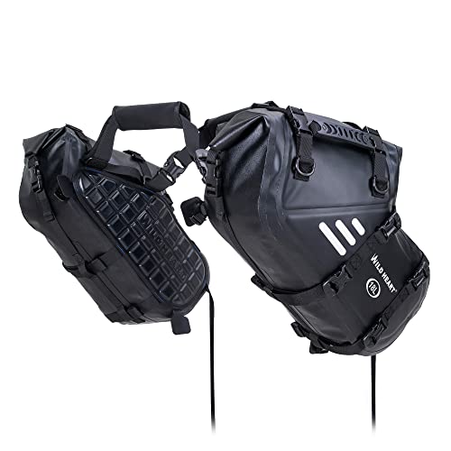 WILD HEART Motorrad Satteltaschen Wasserdicht (18L*2) Seitentasche Kompatibel mit den meisten Motorradträgern AbenteuerStraßeSport(EIN Paar) (Schwarz)