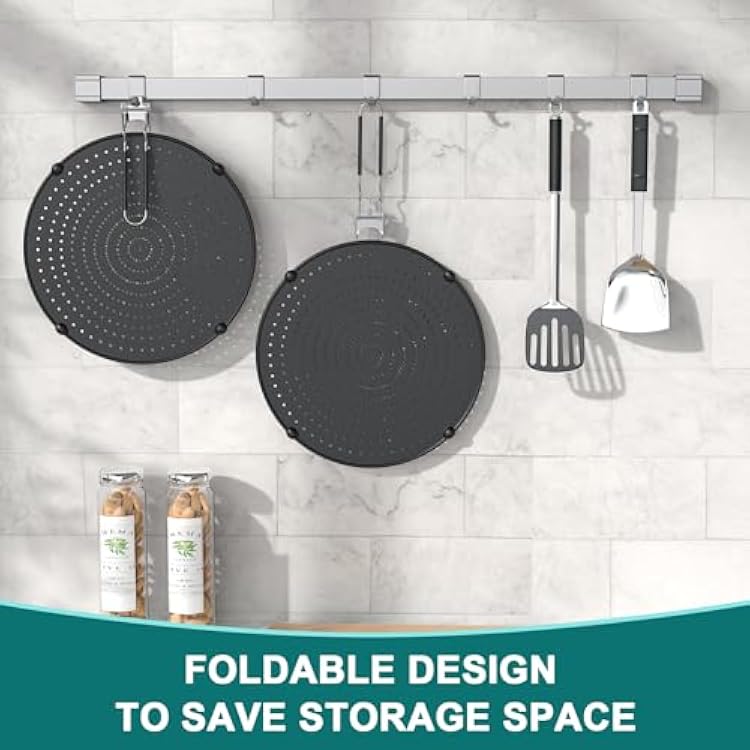2 Pack Silicone Splatter Screen for Frying Pan, 13'' Grease Splatter Guard with Folding Handle, Heat Resistant by Heat Insulation Cooling Mat, Food Grade Oil Splash guard