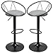 HOMCOM Lot de 2 tabourets de Bar Design néo-rétro réglable pivotant avec Repose-Pied métal Noir Lin Gris