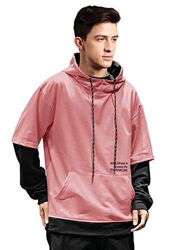 Image of EYEBOGLER Men's Cotton Blend Colorblocked Hooded Neck Full Sleeves Regular Fit Sweatshirt