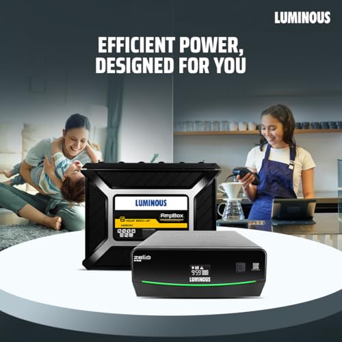 Image of Luminous Inverter & Battery Combo for Home, Shop & Office - Zelio M 1600 (1400VA /12V) Sine Wave Inverter + Ampbox AB36060 Gel Battery with 6 Hr Backup| Warranty: 36M (Inverter)+60M (Battery)