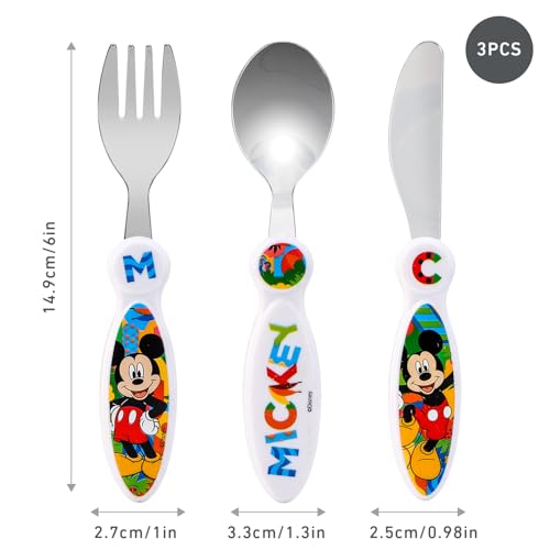 Mickey Mouse Kids 6 Piece Reusable Dinner Set - Plate/Bowl/Cup/Knife/Fork/Spoon - Childrens Dinnerware Tableware Cutlery Set - Image 2