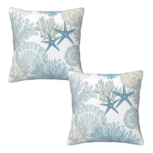 Nautical-Coastal-Beach-Pillow-Covers-18x18-Set-of-2-Ocean-Themed-Seashell-Coral-Starfish-Throw-Pillow-Covers-Outdoor-Decorative-Pillow-Case-for-Couch-Bed-Sofa-Cushion-Home-Decor Nautical Coastal Beach Pillow Covers 18×18 Set of 2 Ocean Themed Seashell Coral Starfish Throw Pillow Covers Outdoor Decorative Pillow Case for Couch Bed Sofa Cushion Home Decor