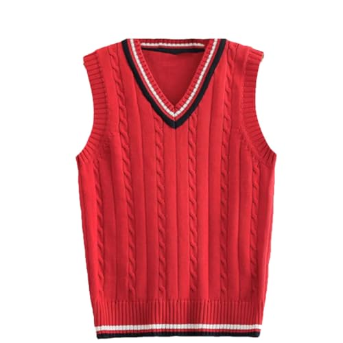 Men Uniform Vest V Neck Pullover British Sleeveless Waistcoat Tank Tops Sweaters