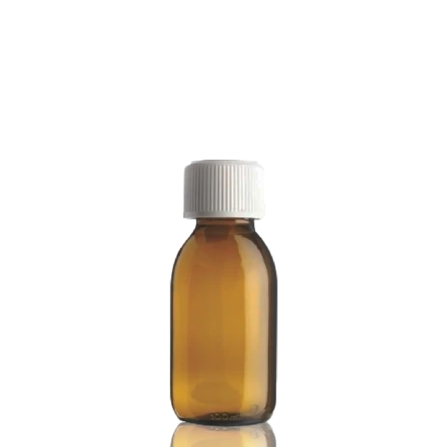 Fam Organic 100ml Amber Glass Bottles with white Medicap lids - CRP Cap, Child resistant closure, refillable, reusable, BPA Free strong Medical Medicine Bottle (Pack of 1)