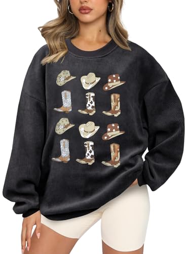 UNIQUEONE Boho Cow Skull Sweatshirt Women: Oversized Vintage Western Rodeo Graphic Tee Country Concert Outfits Pullover Tops