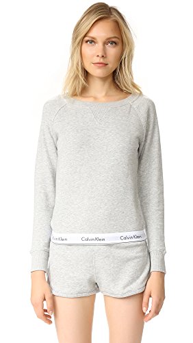 Calvin Klein Women's Modern Cotton Long Sleeve Sweatshirt, Grey Heather, XL
