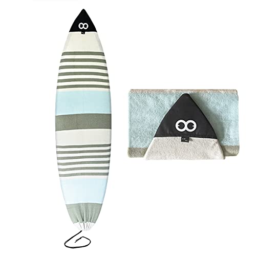 Woowave Surfboard Sock Cover Anti-Uv Board Bag Quick Dry Anti-Collision Protective Bag For Outdoor Travel, Suitable For All Types Of Boards (Size 6'6, Green, Shortboard) #TOP19