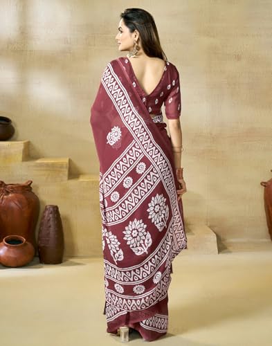 Image of SIRIL Women's Georgette Printed Saree with Unstitched Blouse Piece