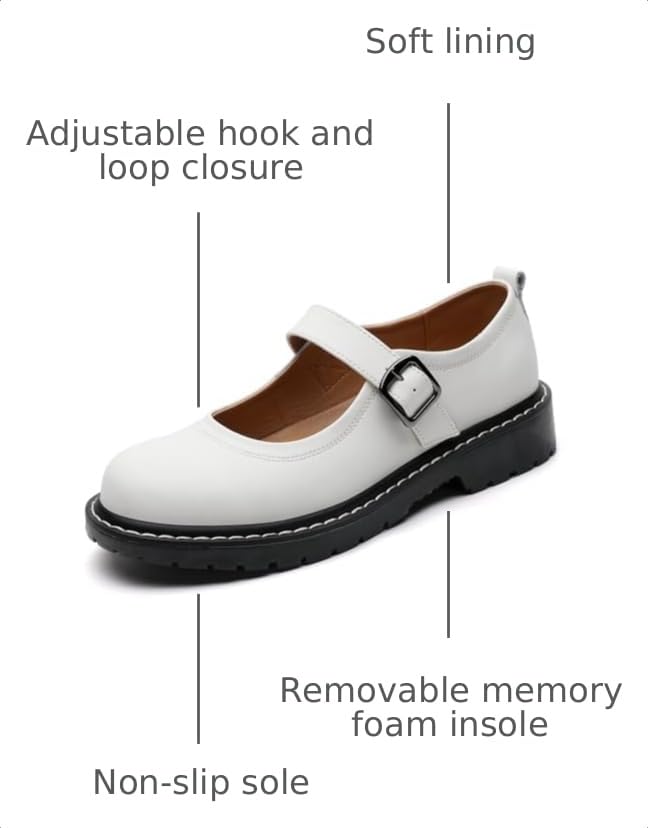Image of Mary Jane Shoes Women Mary Janes Mary Jane Flats Comfortable Flat Leather
