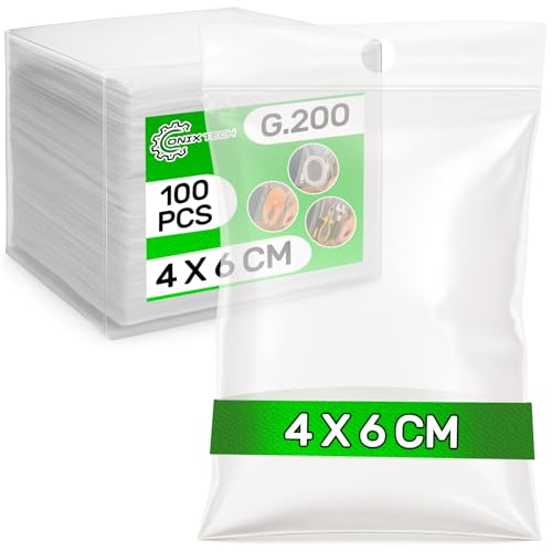 100 Pièces Sachet Zip avec Trou 4 x 6 cm PE - Food Safe - Sachet Plastique Transparent Zip pour...