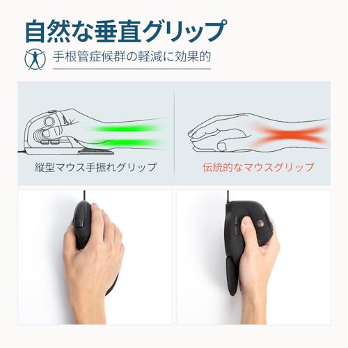 DELUX 有線エルゴノミクスマウス、縦型マウス、6ボタン＆親指ホイール、静音、4000DPI、RGBライト、磁石で取り外し可能なリストレストとバックカバー付き、手根管用、コンピュータ/PC/ラップトップ用 (M618XS有線)