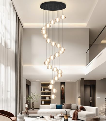 Image of 177'' Long Large Crystal Chandeliers 25-Lights LED Chandeliers for High Ceiling Handing Light Fixture for Hallway Foyer Staircase