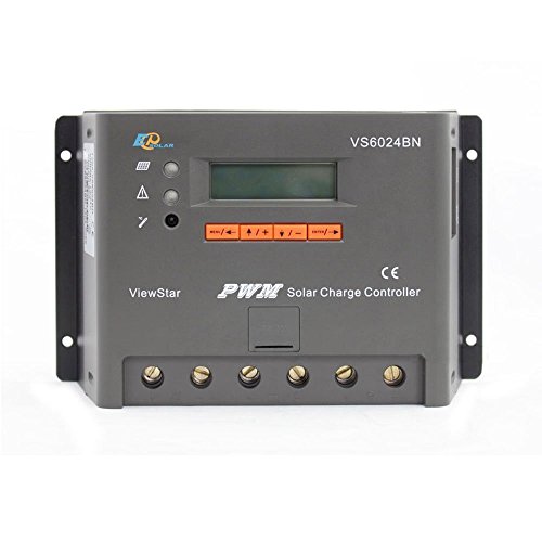 Controlador de carga solar Epsolar Viewstar VS6024BN PWM 60A 12 / 24V con pantalla LCD para carga de la batería solar (60A)