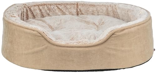 Trixie Cama para Perro Vital Lino, Suave, Ovalada, Almohada ortopédica para Perros en Beige/Crema, 110 x 92 cm, cómoda Cama para Perro con Espuma viscoelástica viscoelástica - 374067