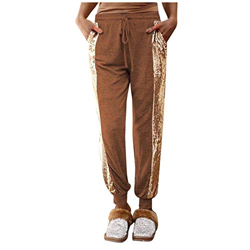 Pantalon de ski rose fluo à paillettes premium avec taille élastique confort