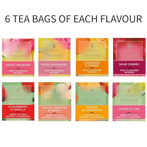 Taylors of Harrogate Assorted Green Teas and Fruit Infusions Selection Gift Box, 8 Flavours (Total of 48 Tea Bags)
