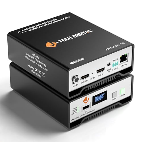J-Tech Digital HDMI Video Encoder H.264 H.265 IPTV Network Video Encoder 4K 30Hz with NDI, Audio Embed, PoE, Supports UDP, HTTP, RTSP, RTMP, ONVIF, NDI HX2 Protocols [JTECH-ENCH6]