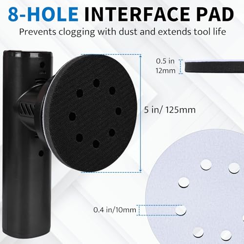 Image of 5 Inch 8 Holes Foam Sanding Pads 2 Pack Interface Pad Hook and Loop Sponge Cushion Buffer Backing Pad for Orbital Sander