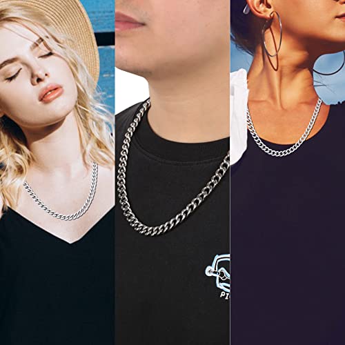 Santhree 9.5Mm Pure Titanium Chain Necklace For Men Women, Ultra Lightweight Solid Titanium Cuban Link Chain For Sensitive Skin, 24 Inch #TOP6