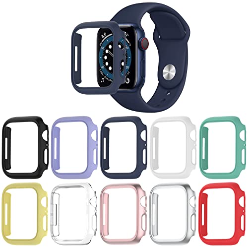 Jvchengxi [10 Pezzi] Opaco Cover Compatibile con Apple Watch 44mm SE Series 6 5 4, [Senza Vetro Temperato Protezione Schermo] Custodia Rigida PC Ultra Sottile Copertura Paraurti per iWatch 44mm