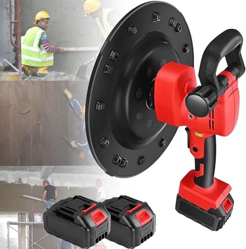 Máquina Alisadora De Pared 1680W, Lijadora De Paredes Y Techos, Fratasadora Eléctrica, Máquina De Alisar Yeso, 6 Velocidades Ajustables, Disco 380mm De Diametro, 2 Batería De Litio (2 Battery+4 pads)