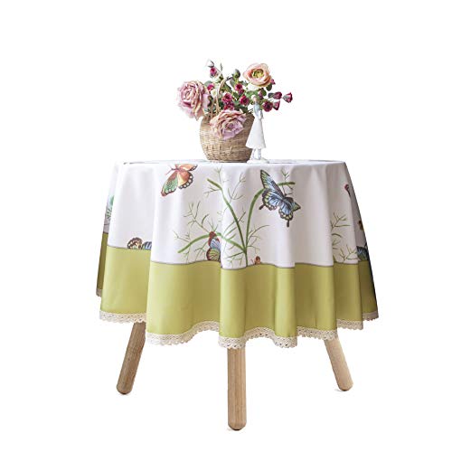 Wewoch Decorative Butterfly Floral Print Polyester Table Cloth Stain Resistant and Spillproof Rectangle