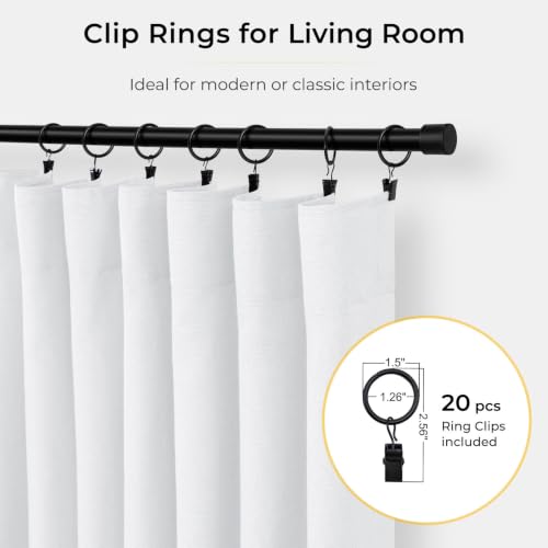 Image of INOVADAY 100% Blackout Curtains for Bedroom, Bright White Black Out Curtains 63 Inch Long, Clip Rings Linen Blackout Drapes, Thermal Insulated Room Darkening for Living Room, 2 Panels - W50xL63