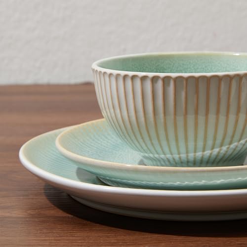 Image of Pokini Ceramic Dinnerware Sets for 4, 12pcs Plates and Bowls Sets Dish Set