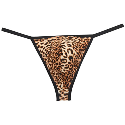 OROCOJUCO Men Enlarge Pouch Thong Underwear Leopard Mini Bikin G-String3