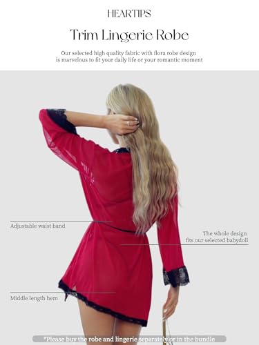 Heartips Babydoll Lingerie And Lace Trim Robe Pajama With Belt thumb #4