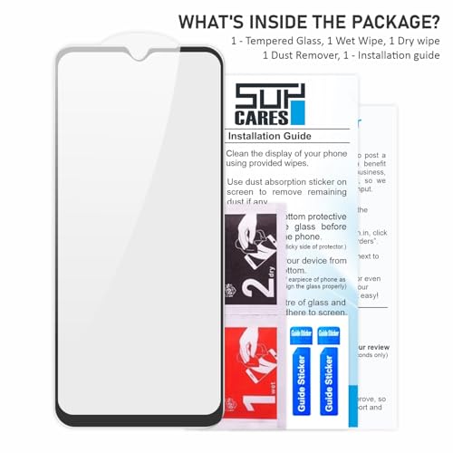 Image of SupCares Privacy Tempered Glass for Samsung Galaxy M33, Galaxy A23, F23, M13, A13 and F13 (6.6 Inch) With Installation Kit | Military-Grade Gorilla Screen Protector | Edge to Edge Coverage | Black