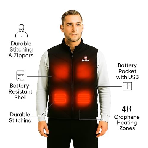 Men’s Heated Vest – Lightweight, Water-Resistant Heated Jacket with Carbon Fiber Heating, Battery Not Included2