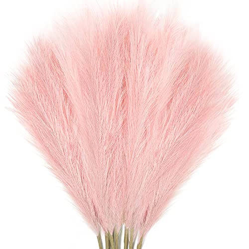 JOENCOST Lot de 8 grandes branches d'herbe de pampa artificielles pelucheuses de 0.9 m pour décoration bohème, grandes tiges moelleuses pour salon, décoration de mariage (rose) Cover