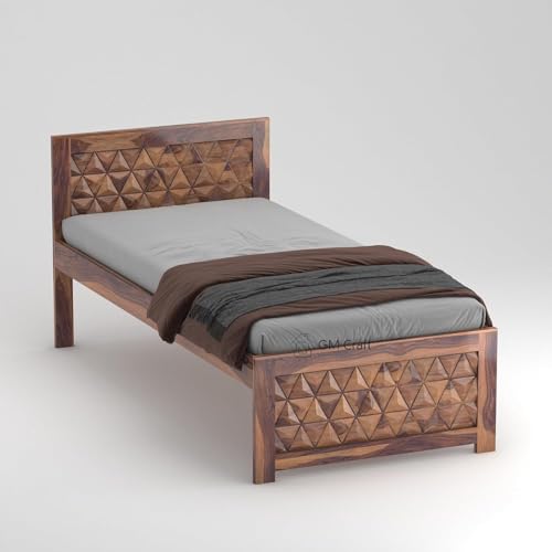 Image of Solid Sheesham Wood Bed 6.5X3 ft Single Bed Without Storage for Bedroom - Single Cot Wooden BedSingle Size for Living Room Guest Room - 12 Month Warranty (Roman Honey)