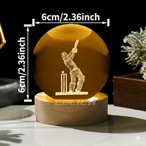 Image of 3D Viratt Kohlii Crystal Ball Night Lamp, Solar System Viratt Kohlii Crystal Ball Night Light, USB Table Colorful Led Wooden Crystel Ball for Home, Office, Birthday Gift