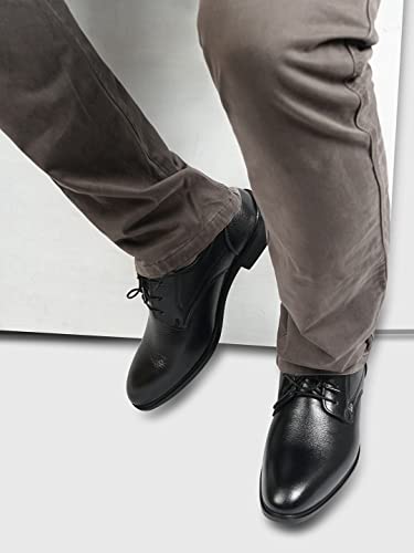 Image of ID Black Lace-Up Leather Formal Shoes for Men