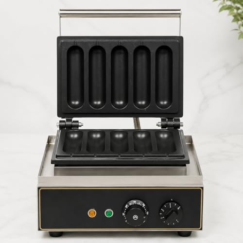 Image of 5 Stick Waffle Maker Machine, Commercial Electric Waffle Stick Maker, Professional Belgian Waffle Machine for Cafe Bakery